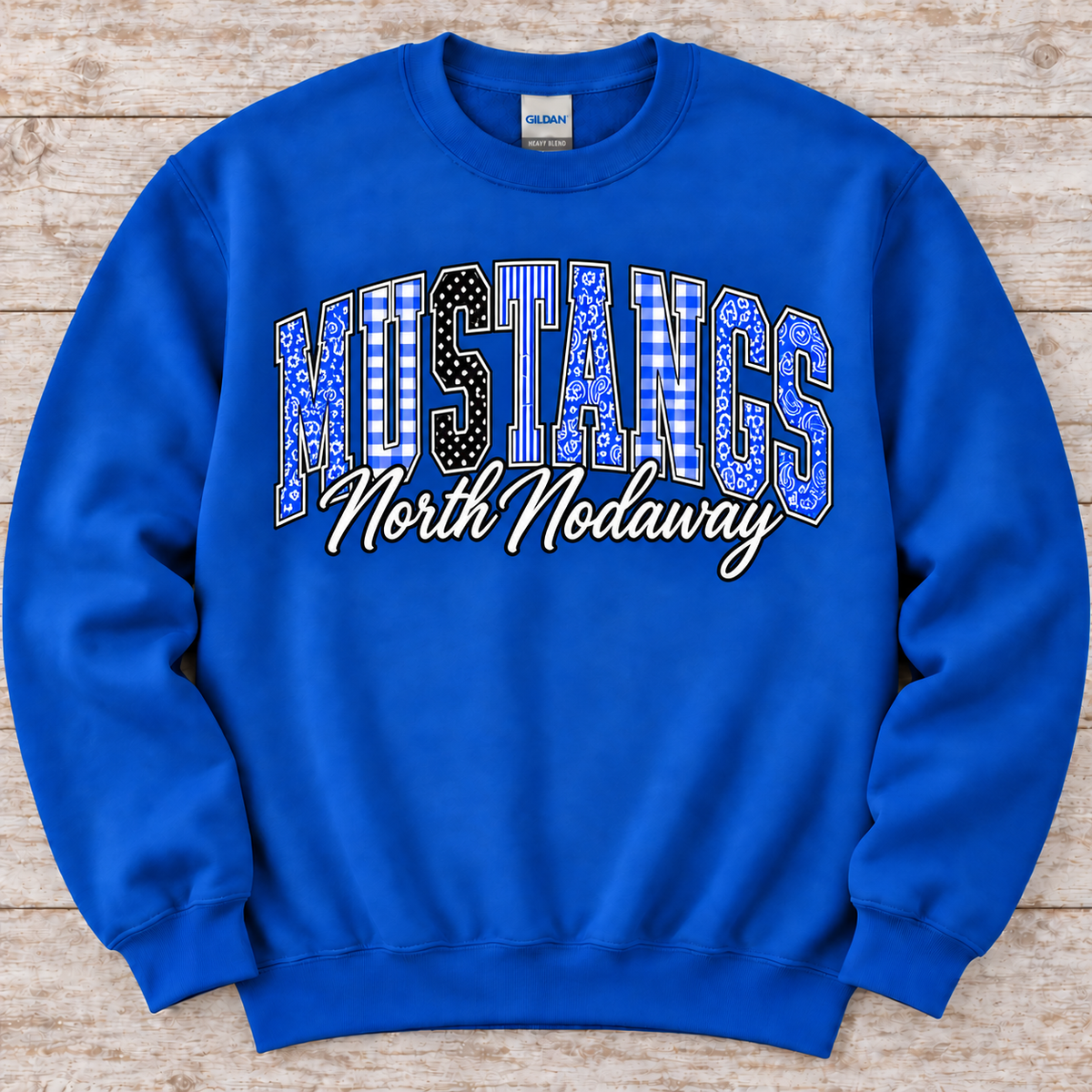 North Nodaway Mustangs Patchwork Sweatshirt
