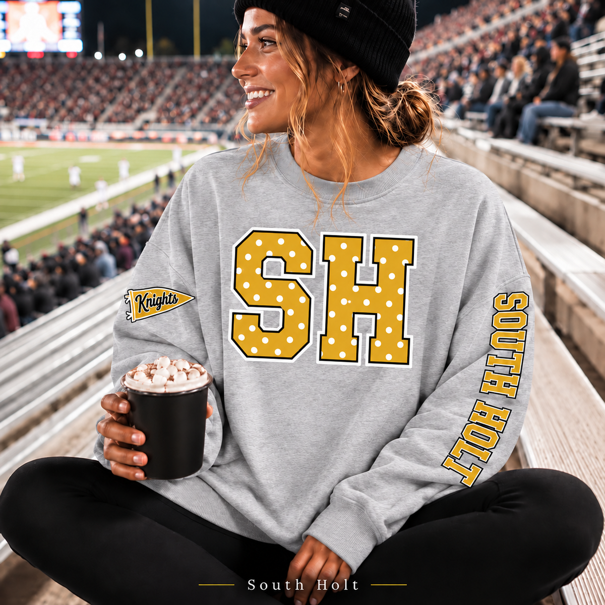 South Holt Knights Polka Dot Varsity Letter Sweatshirt & Hoodie