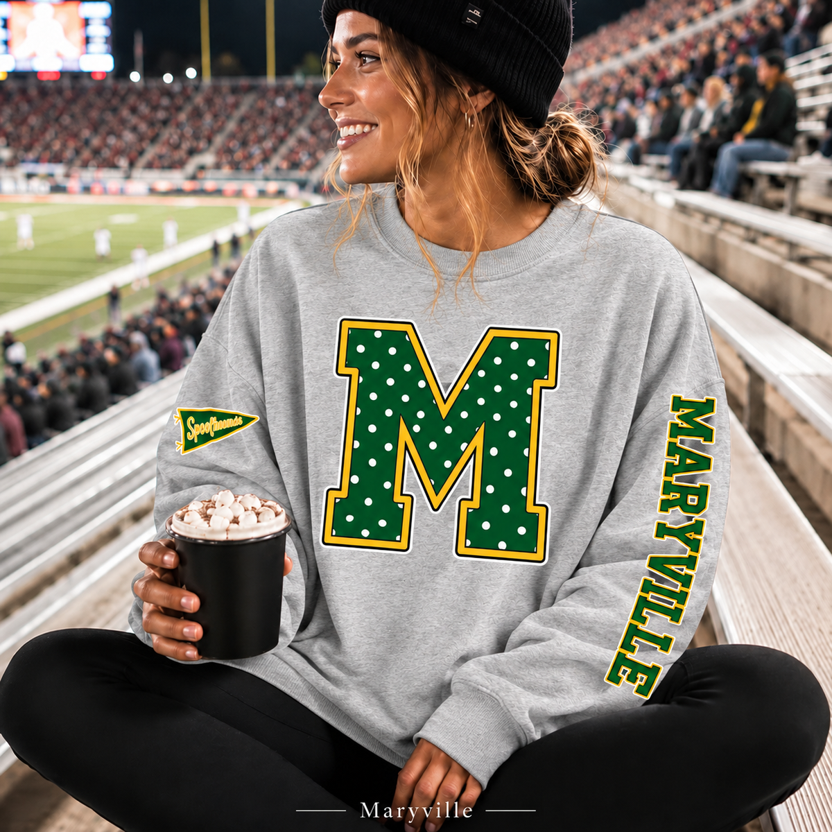 Maryville Spoofhounds Polka Dot Varsity Letter Sweatshirt & Hoodie