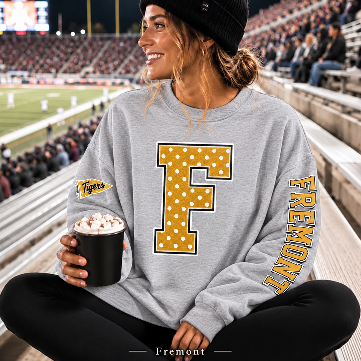 Fremont Tigers Polka Dot Varsity Letter Sweatshirt & Hoodie