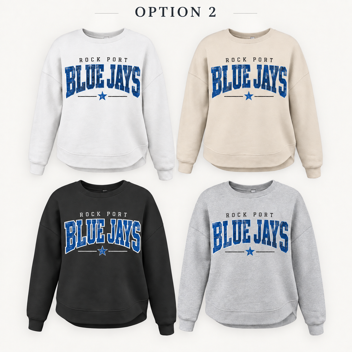 Rock Port Blue Jays Varsity Star Tee, Crew, Hoodie & Curve Bottom Crew