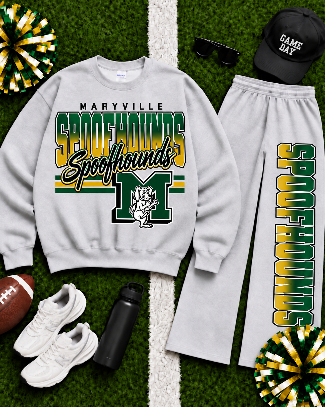 Maryville Spoofhounds Ombre Varsity Crew & Wide Leg Sweatpants