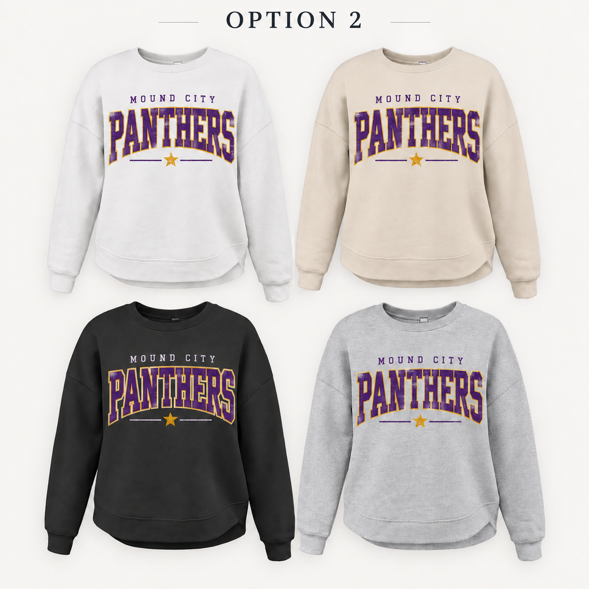 Mound City Panthers Varsity Star Tee, Crew, Hoodie & Curve Bottom Crew