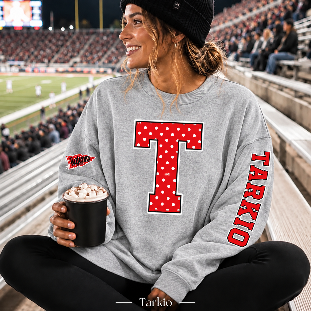 Tarkio Indians Polka Dot Varsity Letter Sweatshirt & Hoodie