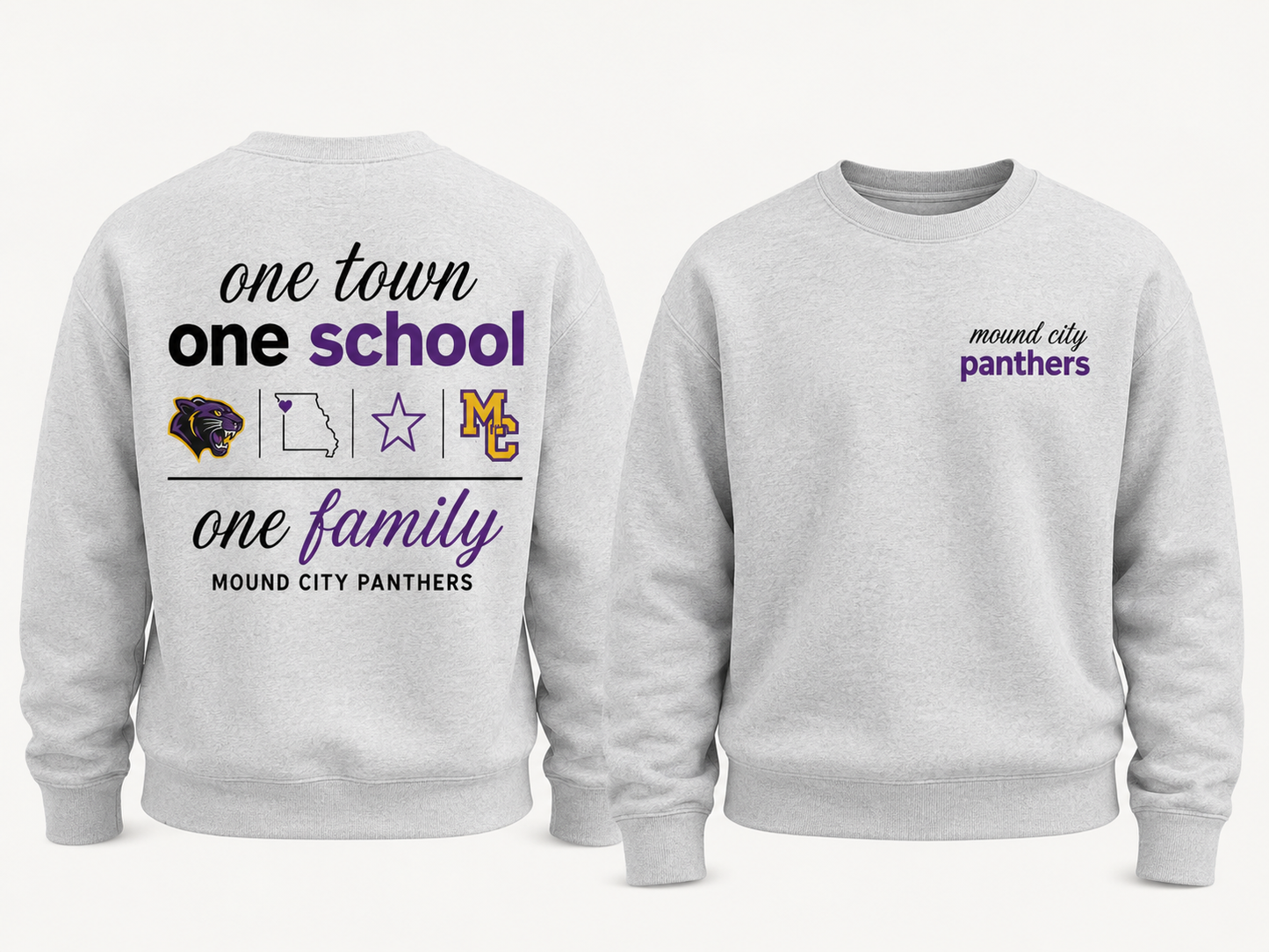 One Family custom school spirit sweatshirt - Mound City Panthers