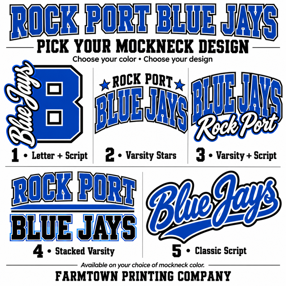 Rock Port Blue Jays Mockneck - Pick Your Design - Pre-Order