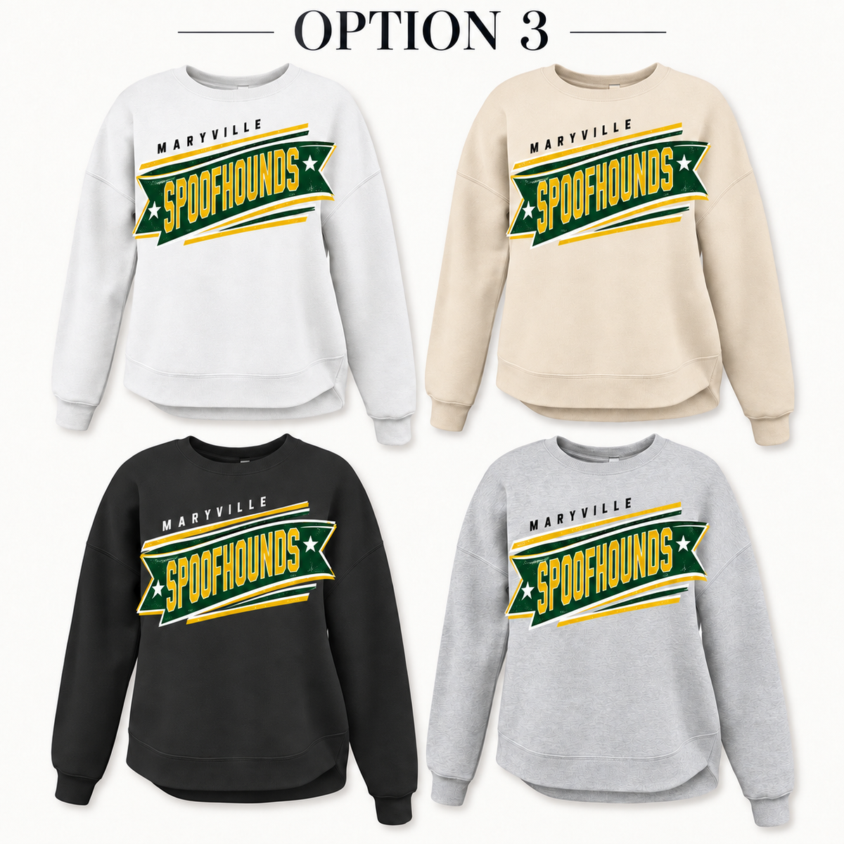 Maryville Spoofhounds Banner Tee, Crew, Hoodie & Curve Bottom Crew