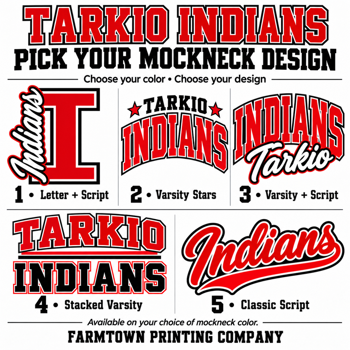 Tarkio Indians Mockneck - Pick Your Design - Pre-Order