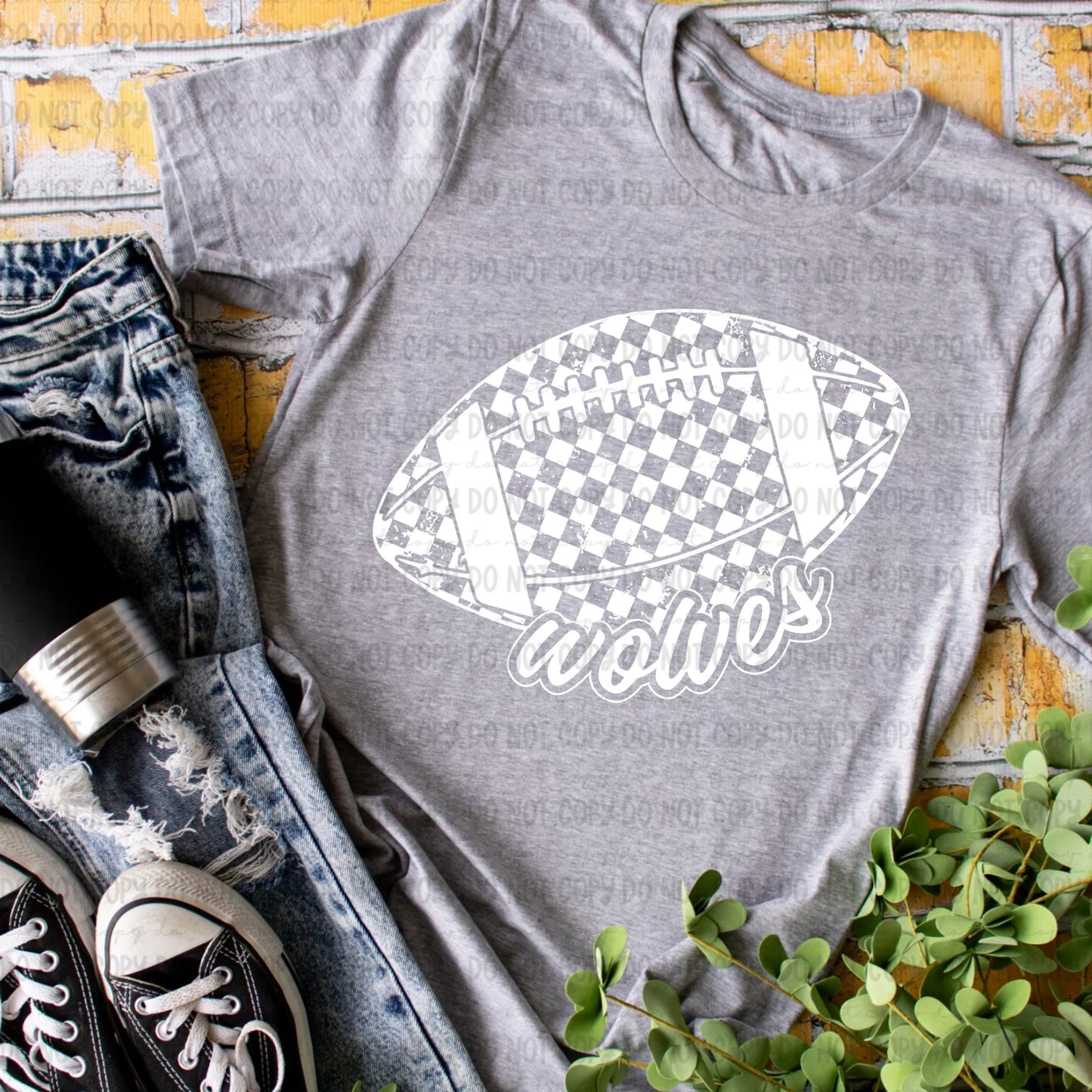 Checkered Wolves Football White