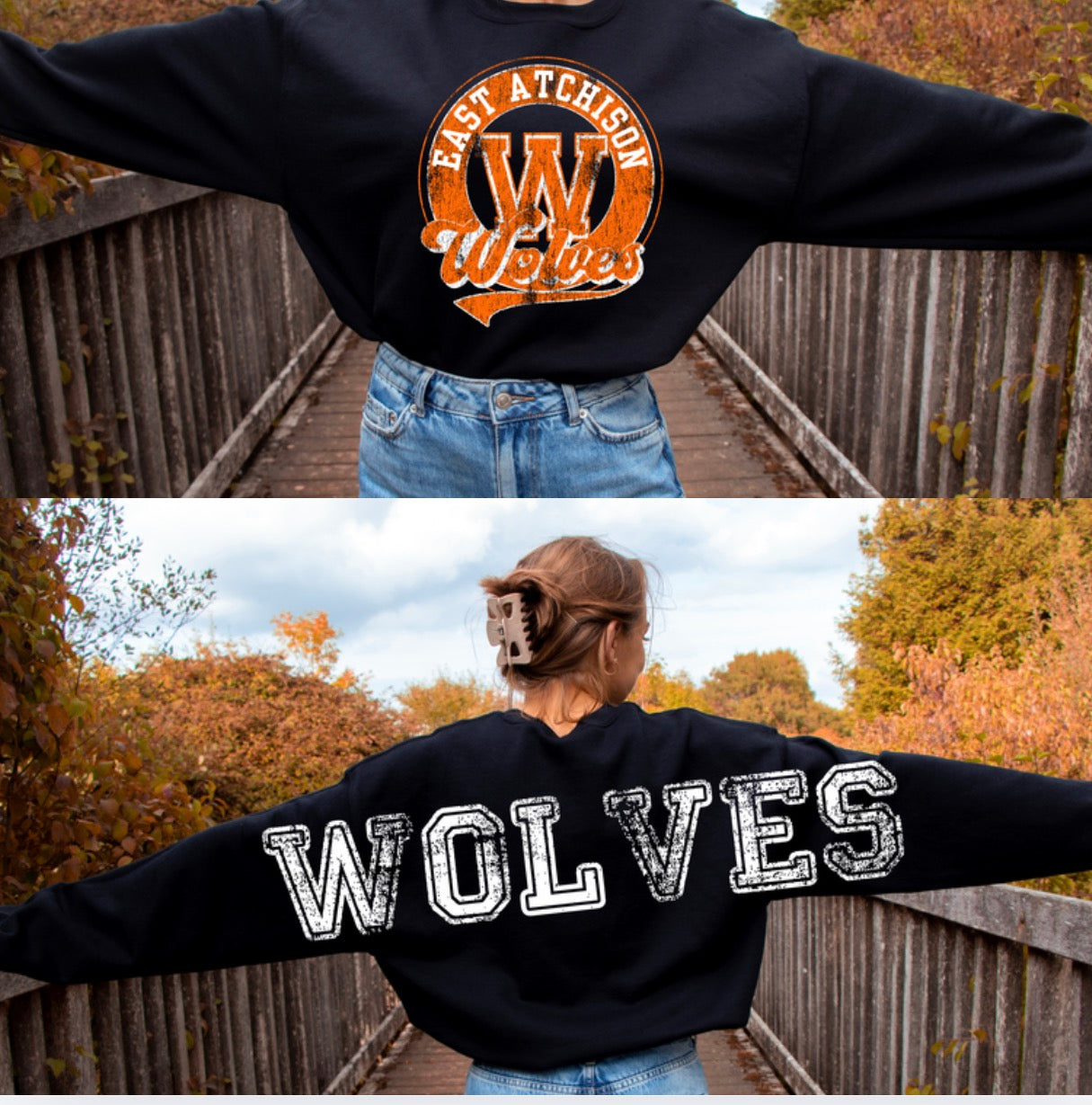 East Atchison Wolves with BACK LETTERING