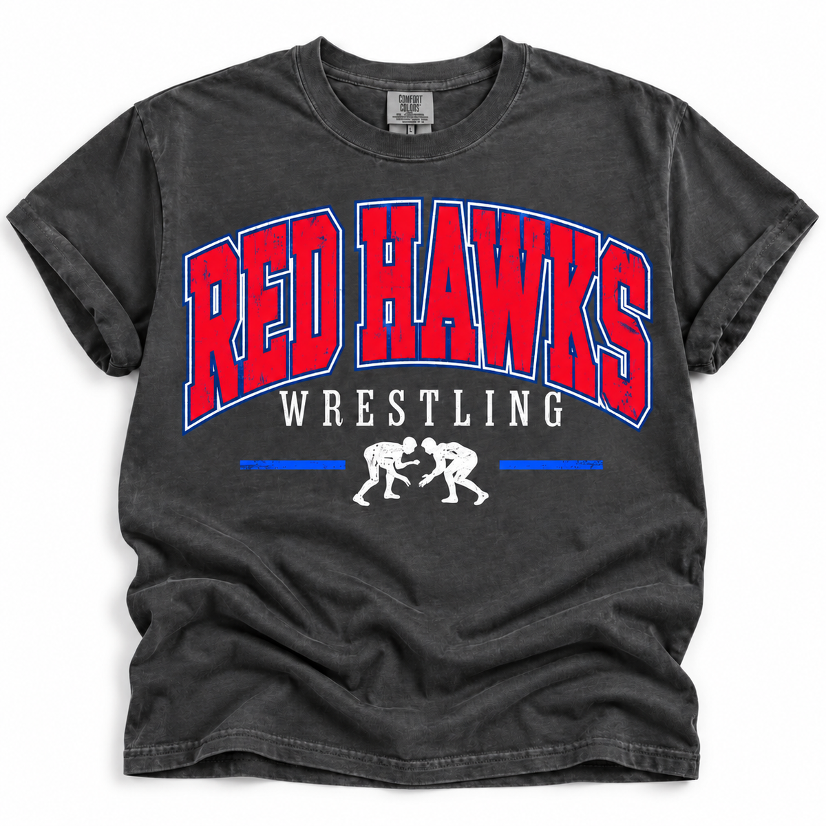 Hiawatha Red Hawks Wrestling Stacked Tee
