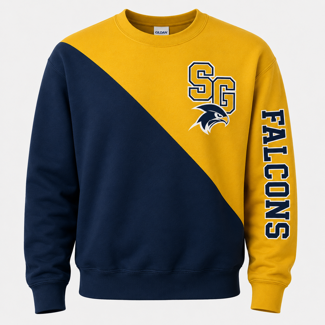 Custom Split Crewneck — Your Mascot, Initials & Team Colors