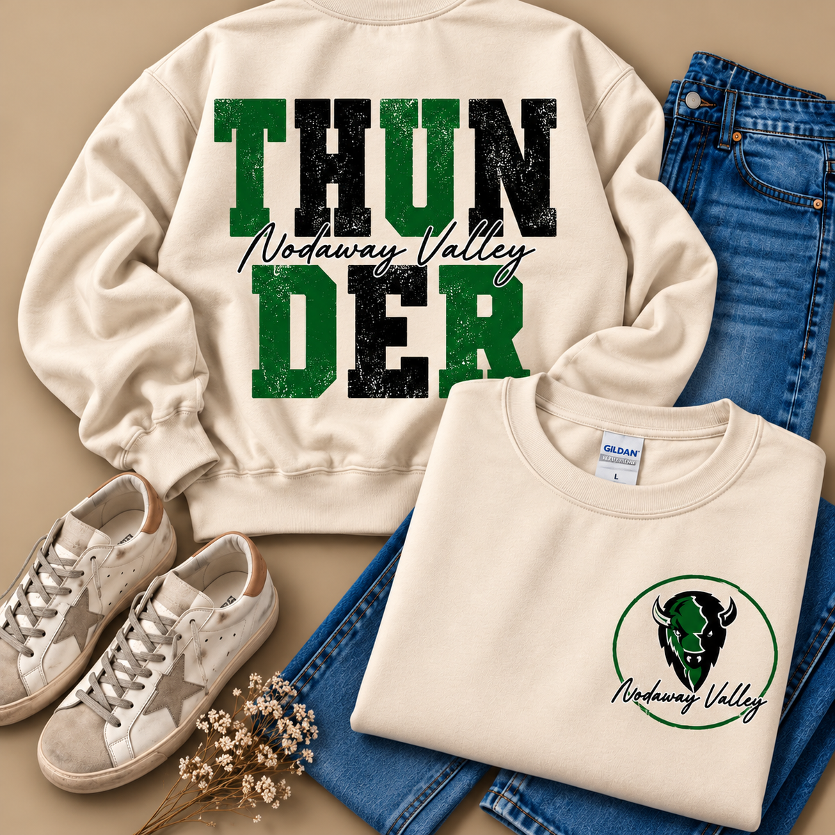 Nodaway Valley Thunder Stacked Mascot Sweatshirt