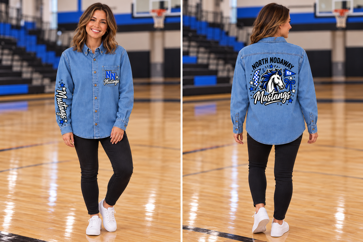 North Nodaway Mustangs Stonewashed Denim Shirt