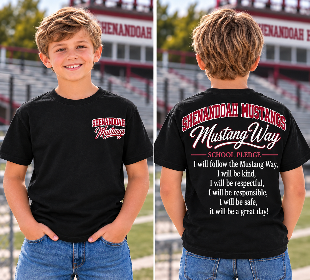 Shenandoah Mustangs School Pledge Tee, Long Sleeve, Crew & Hoodie