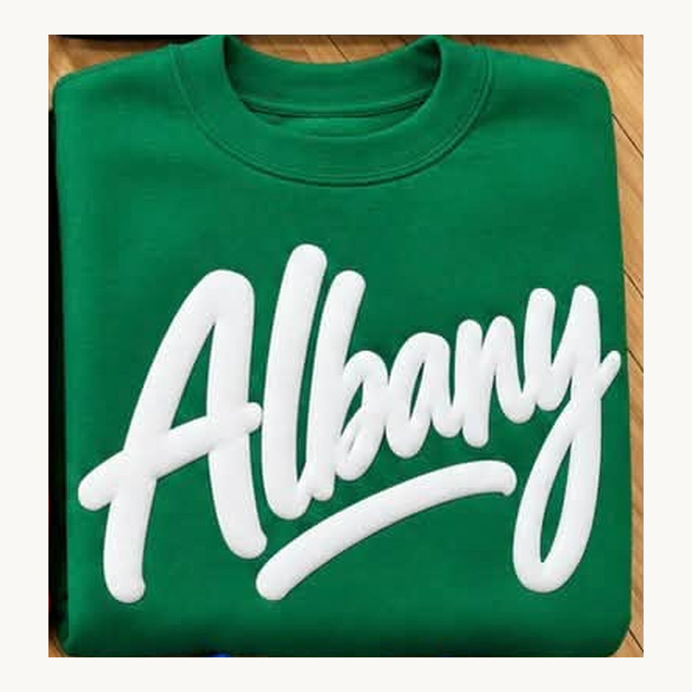 Albany Puff Print Tee, Crew & Hoodie