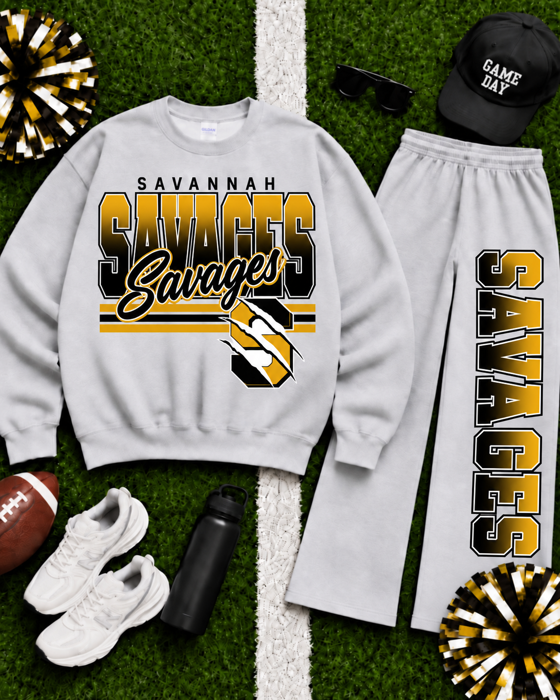 Savannah Savages Ombre Varsity Crew & Wide Leg Sweatpants