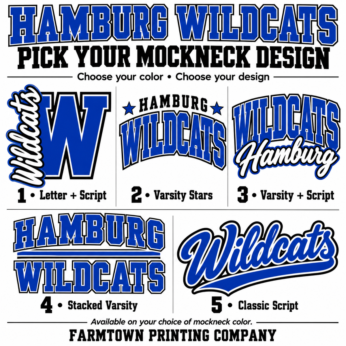 Hamburg Wildcats Mockneck - Pick Your Design - Pre-Order