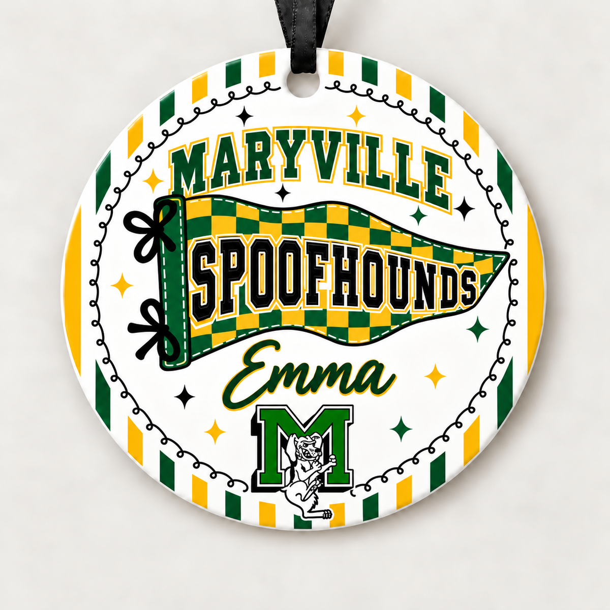 Maryville Spoofhounds Personalized Christmas Ornament, 4" Ceramic