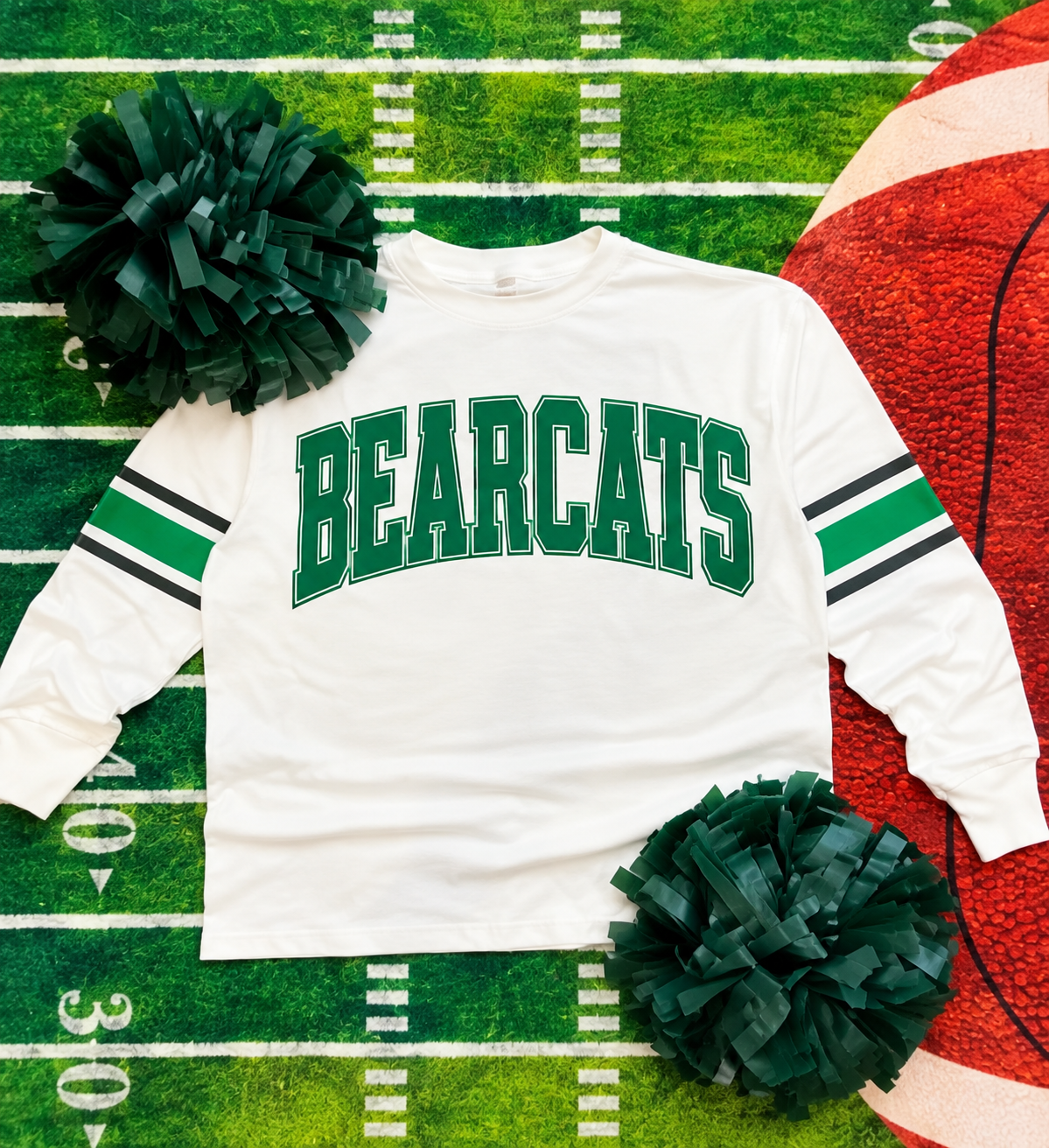 Varsity Stripe Long Sleeve Tee — Your School, Mascot & Colors