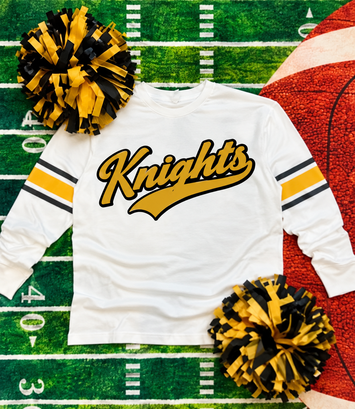 Varsity Stripe Long Sleeve Tee — Your School, Mascot & Colors