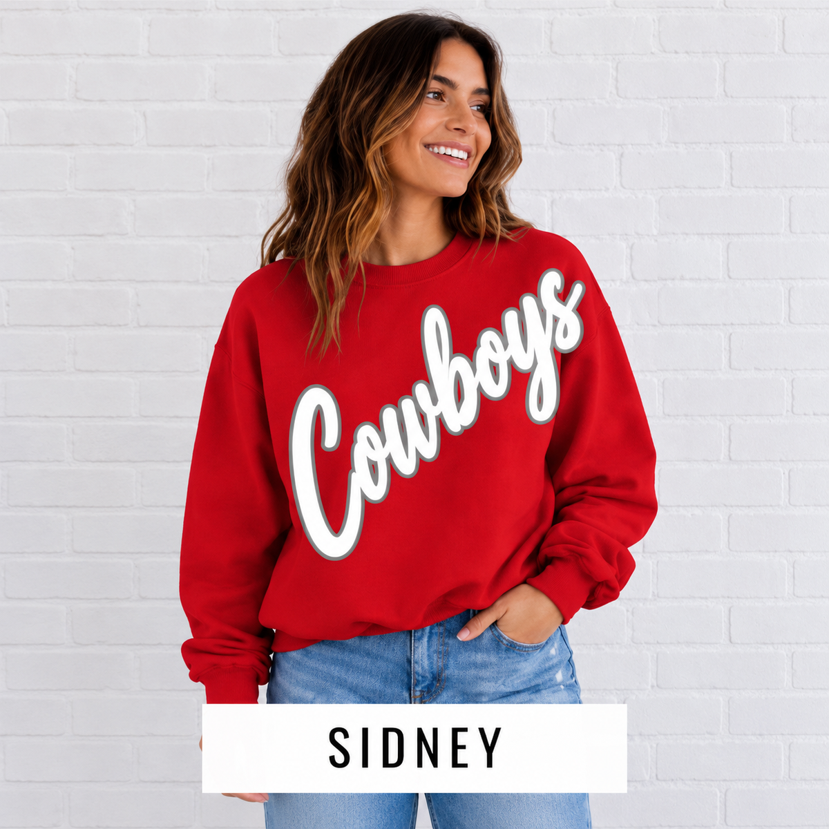 Sidney Cowboys Script Mascot Sweatshirt