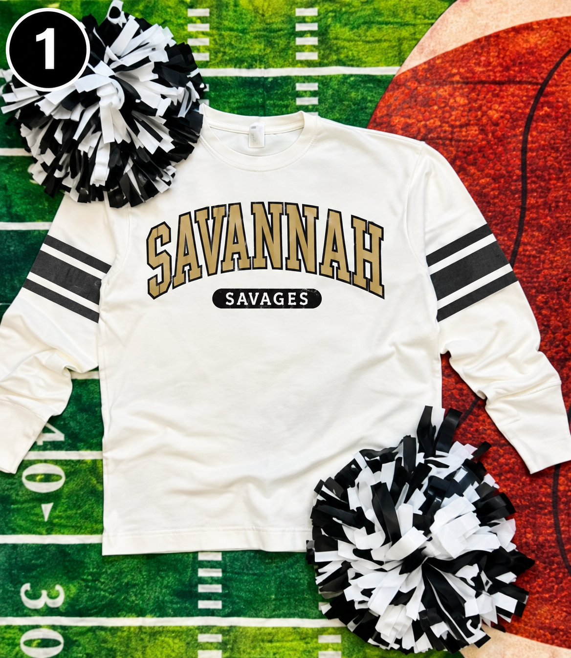 Varsity Stripe Long Sleeve Tee — Your School, Mascot & Colors