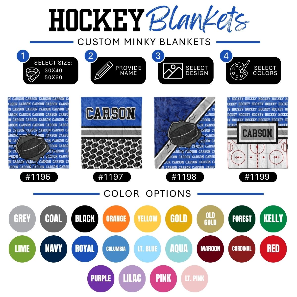 Custom Sports Minky Blanket — Personalized (Your Name, Design & Colors)