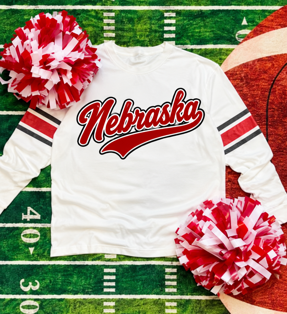 Varsity Stripe Long Sleeve Tee — Your School, Mascot & Colors
