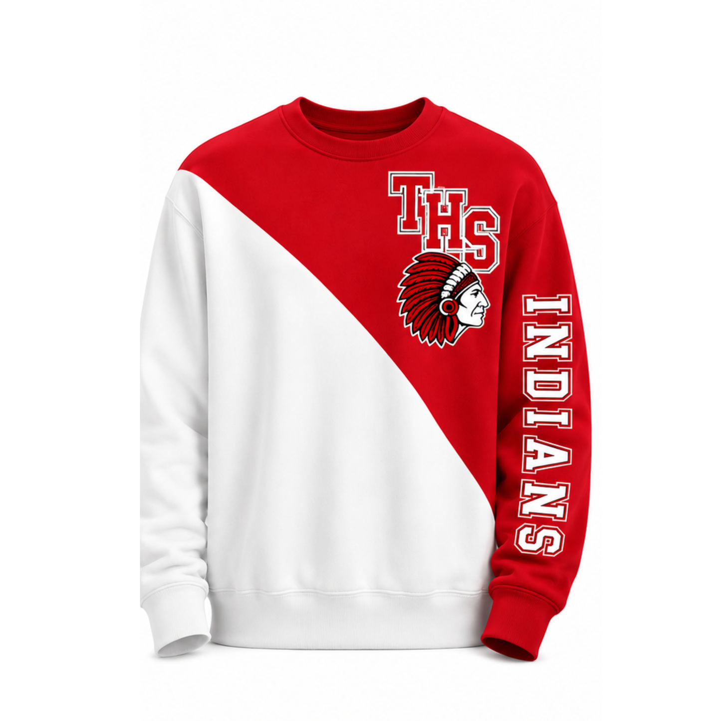 Custom Split Crewneck — Your Mascot, Initials & Team Colors