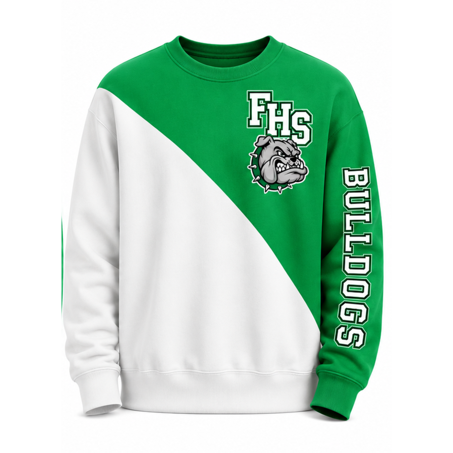 Custom Split Crewneck — Your Mascot, Initials & Team Colors