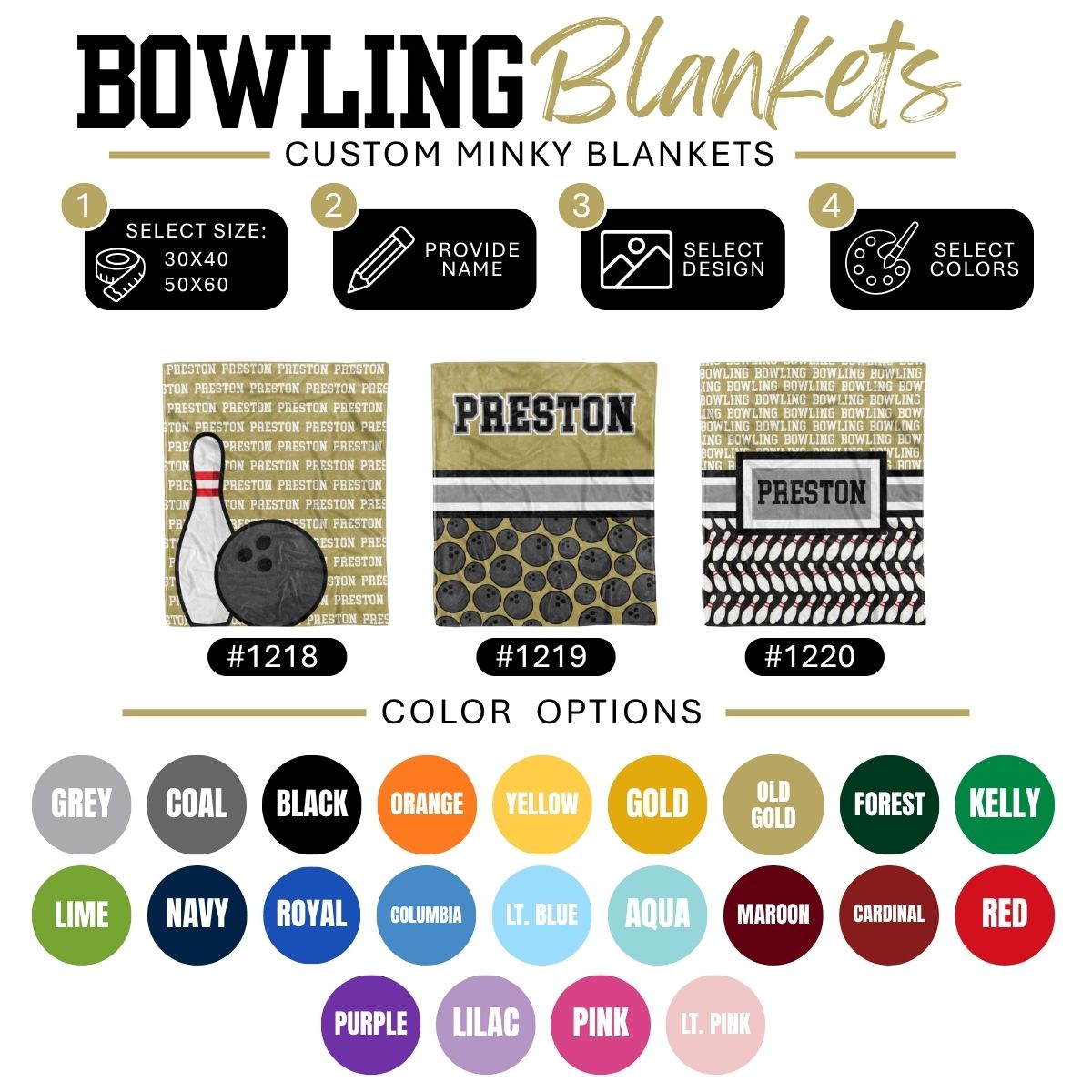 Custom Sports Minky Blanket — Personalized (Your Name, Design & Colors)