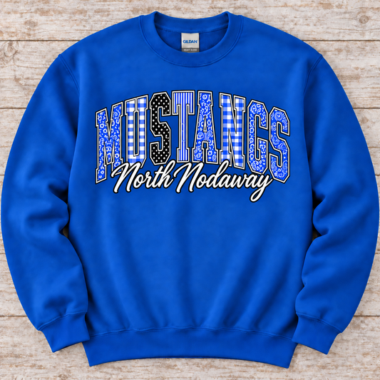 North Nodaway Mustangs Patchwork Sweatshirt