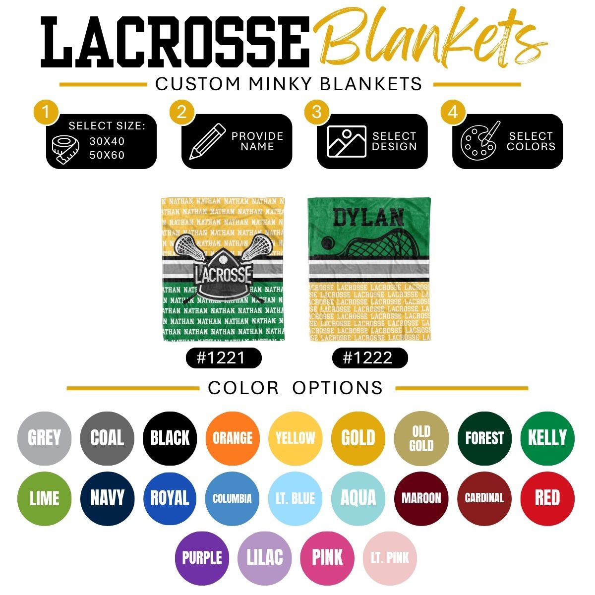 Custom Sports Minky Blanket — Personalized (Your Name, Design & Colors)