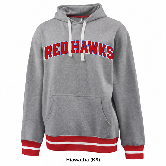 Hiawatha Red Hawks Varsity Rib Trim Hoodie