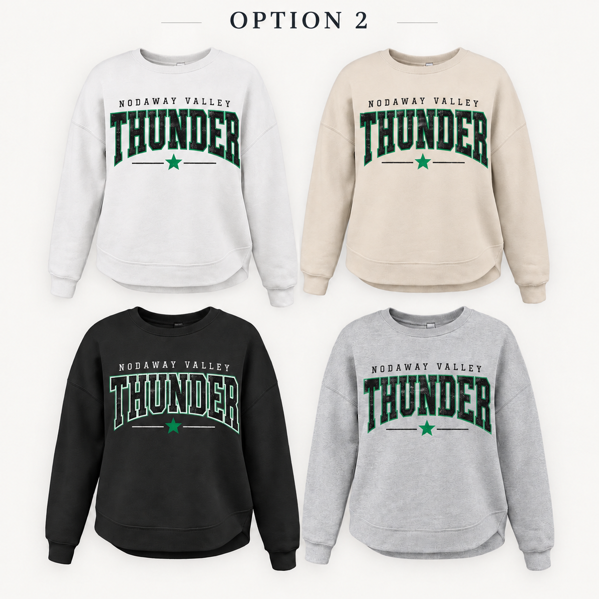 Nodaway Valley Thunder Varsity Star Tee, Crew, Hoodie & Curve Bottom Crew