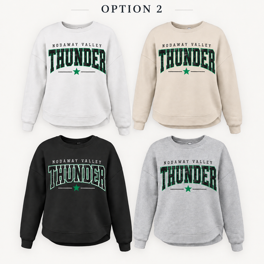 Nodaway Valley Thunder Varsity Star Tee, Crew, Hoodie & Curve Bottom Crew