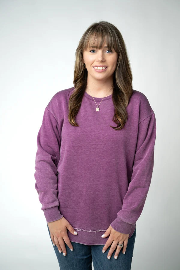 Vintage Wash Curved Hem Pullover