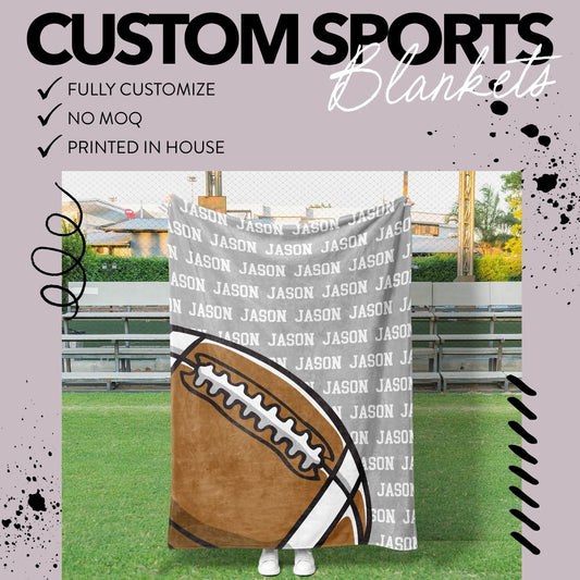 Custom Sports Minky Blanket — Personalized (Your Name, Design & Colors)