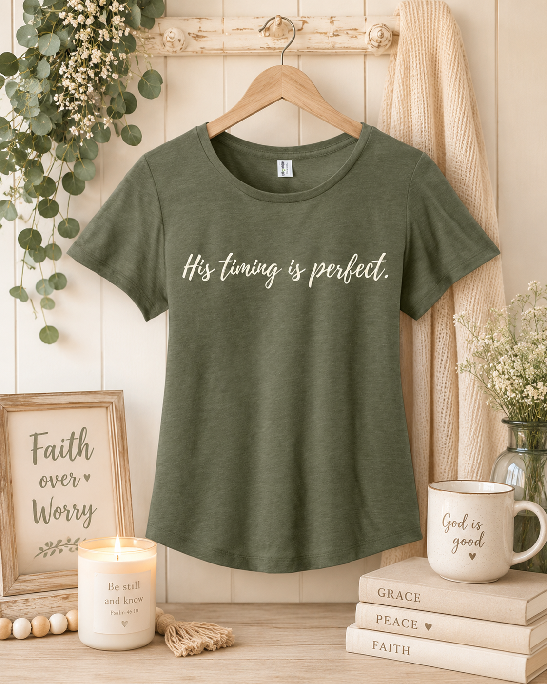 His Timing Is Perfect. — Women's Scoop Neck