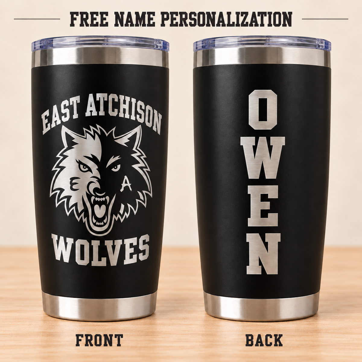 Laser Engraved School Tumbler — 20 oz Black | Launch Pre-Order