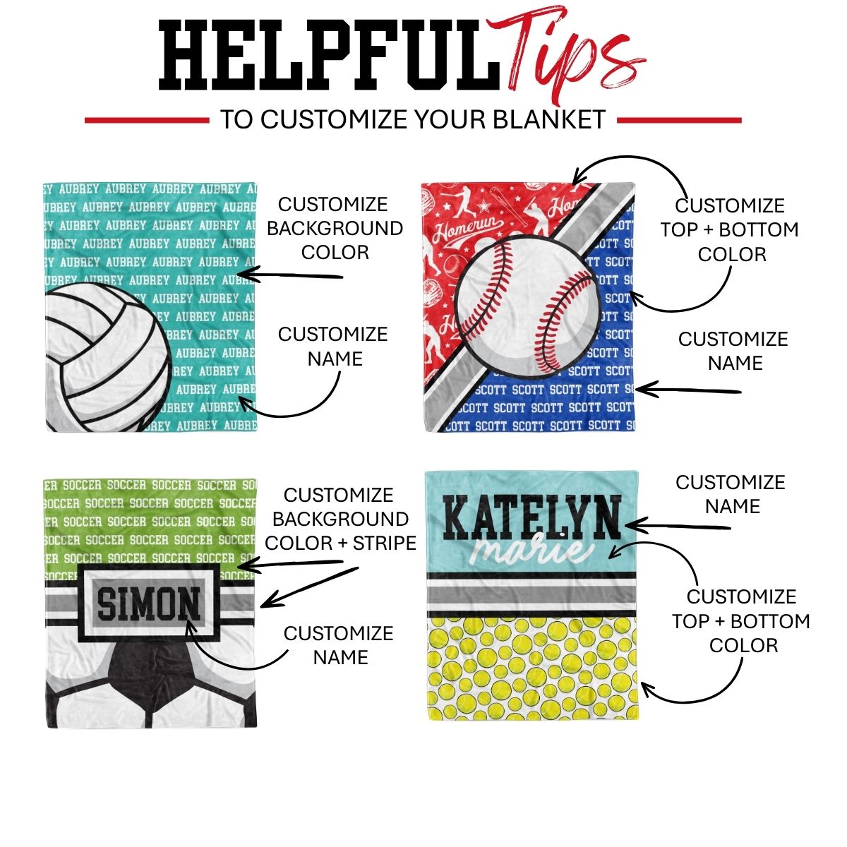Custom Sports Minky Blanket — Personalized (Your Name, Design & Colors)