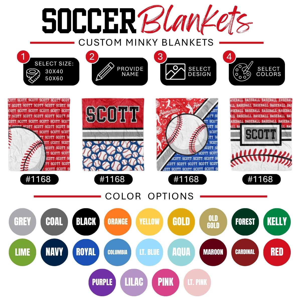 Custom Sports Minky Blanket — Personalized (Your Name, Design & Colors)
