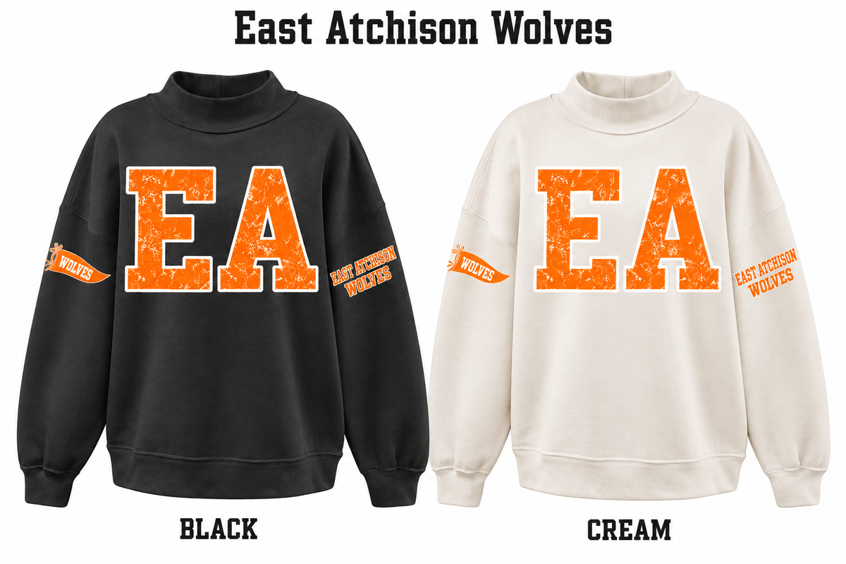 East Atchison Wolves Varsity Letter Mockneck - Pre-Order