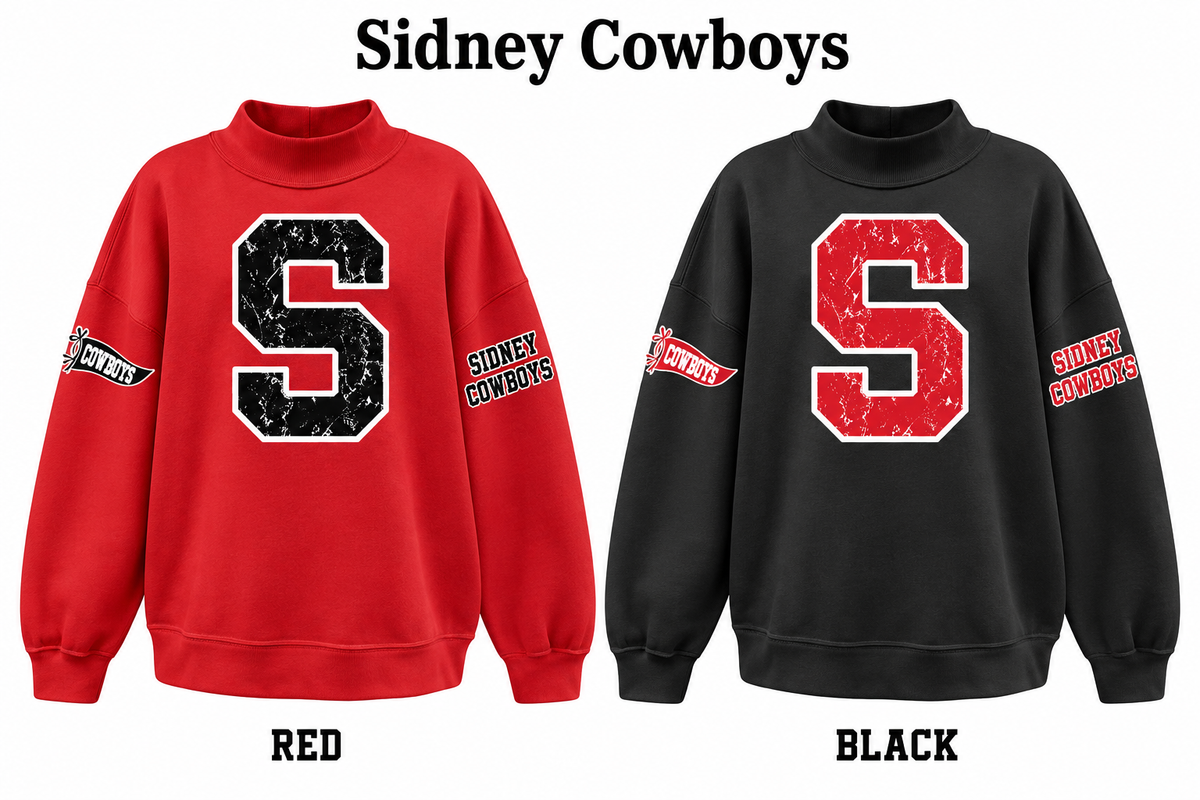 Sidney Cowboys Varsity Letter Mockneck - Pre-Order
