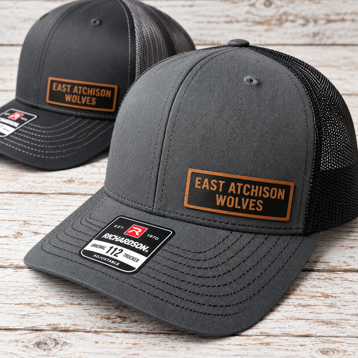 East Atchison Wolves Leather Patch Hat