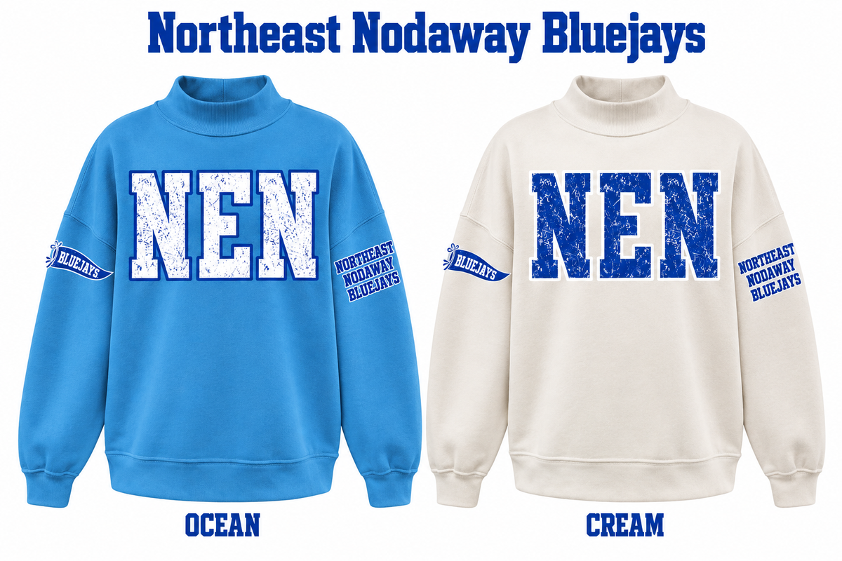 Northeast Nodaway Blue Jays Varsity Letter Mockneck - Pre-Order