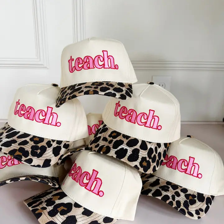 teach. — Embroidered Leopard Brim Hat
