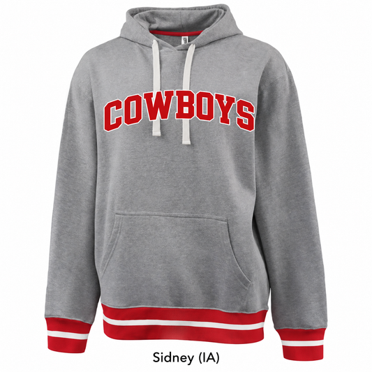 Sidney Cowboys Varsity Rib Trim Hoodie