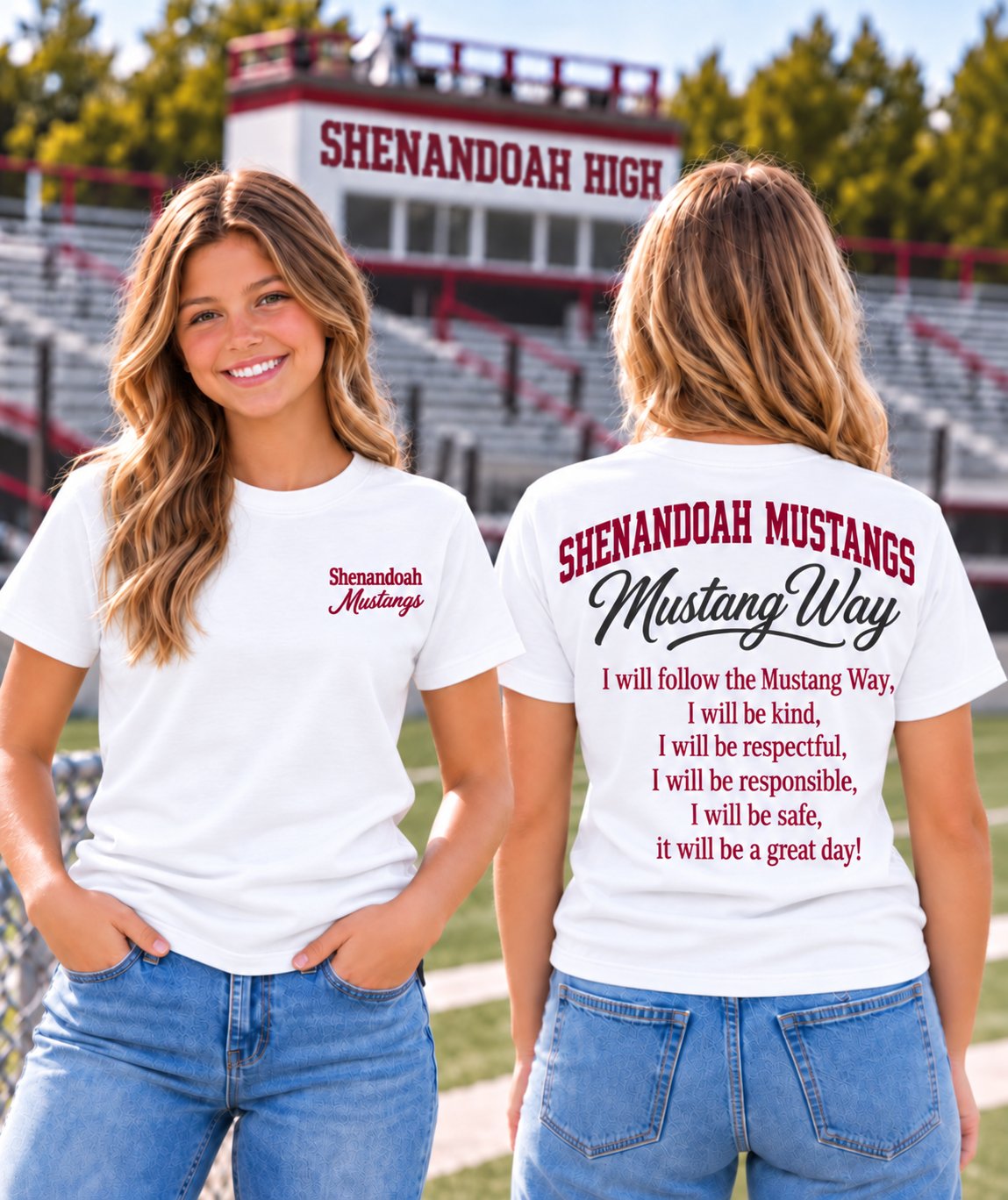 Shenandoah Mustangs School Pledge Tee, Long Sleeve, Crew & Hoodie